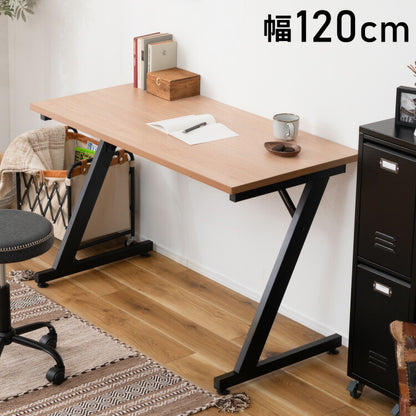 デスク 幅120cm パソコンデスク 学習机 勉強机 机 おしゃれ 木目調 ナチュラル スチール脚 オフィスデスク シンプルデスク テーブル 在宅勤務 テレワーク リモートワーク アジャスター(代引不可)