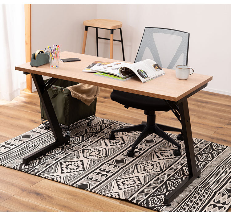 デスク 幅120cm パソコンデスク 学習机 勉強机 机 おしゃれ 木目調 ナチュラル スチール脚 オフィスデスク シンプルデスク テーブル 在宅勤務 テレワーク リモートワーク アジャスター(代引不可)