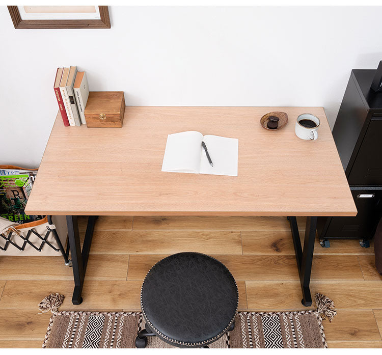 デスク 幅120cm パソコンデスク 学習机 勉強机 机 おしゃれ 木目調 ナチュラル スチール脚 オフィスデスク シンプルデスク テーブル 在宅勤務 テレワーク リモートワーク アジャスター(代引不可)