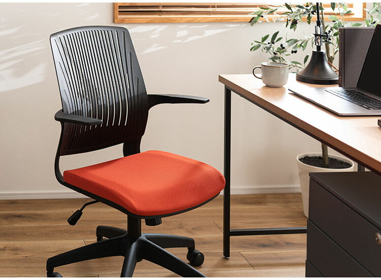 デスクチェア オフィスチェア チェア おしゃれ 椅子 キャスター付き 回転式 昇降機能 ロッキング機能 オフィス PC 肘付き ブラック グレー オレンジ ブルー グリーン(代引不可)