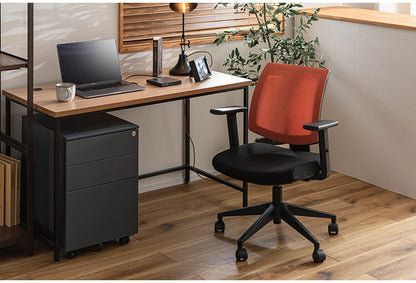 デスクチェア オフィスチェア チェア おしゃれ 椅子 キャスター付き 回転式 昇降機能 ロッキング機能 レバー式リクライニング オフィス PC 肘付き ベージュ ブルー オレンジ(代引不可)