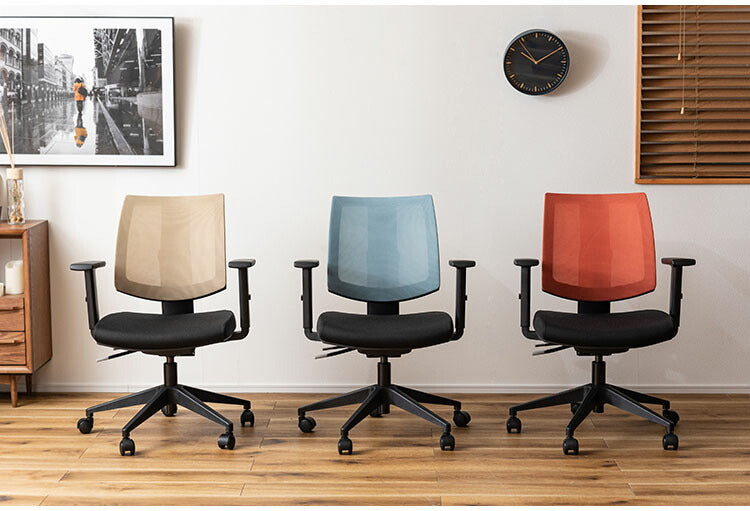 デスクチェア オフィスチェア チェア おしゃれ 椅子 キャスター付き 回転式 昇降機能 ロッキング機能 レバー式リクライニング オフィス PC 肘付き ベージュ ブルー オレンジ(代引不可)