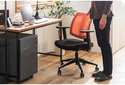 デスクチェア オフィスチェア チェア おしゃれ 椅子 キャスター付き 回転式 昇降機能 ロッキング機能 レバー式リクライニング オフィス PC 肘付き ベージュ ブルー オレンジ(代引不可)