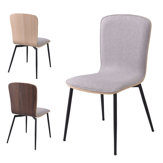 チェア ダイニングチェア アームレスチェア 北欧 木製 アームレス 肘なし おしゃれ ブラウン グレー スチール脚 ファブリック シンプル(代引不可)