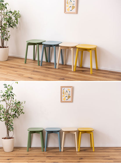 スツール 椅子 イス いす 木製 天然木 コンパクト ブルー 青 コンパクト サイドテーブル ディスプレイ 玄関 デスク シンプル ダイニング かわいい ラッカー塗装 軽量 おしゃれ(代引不可)
