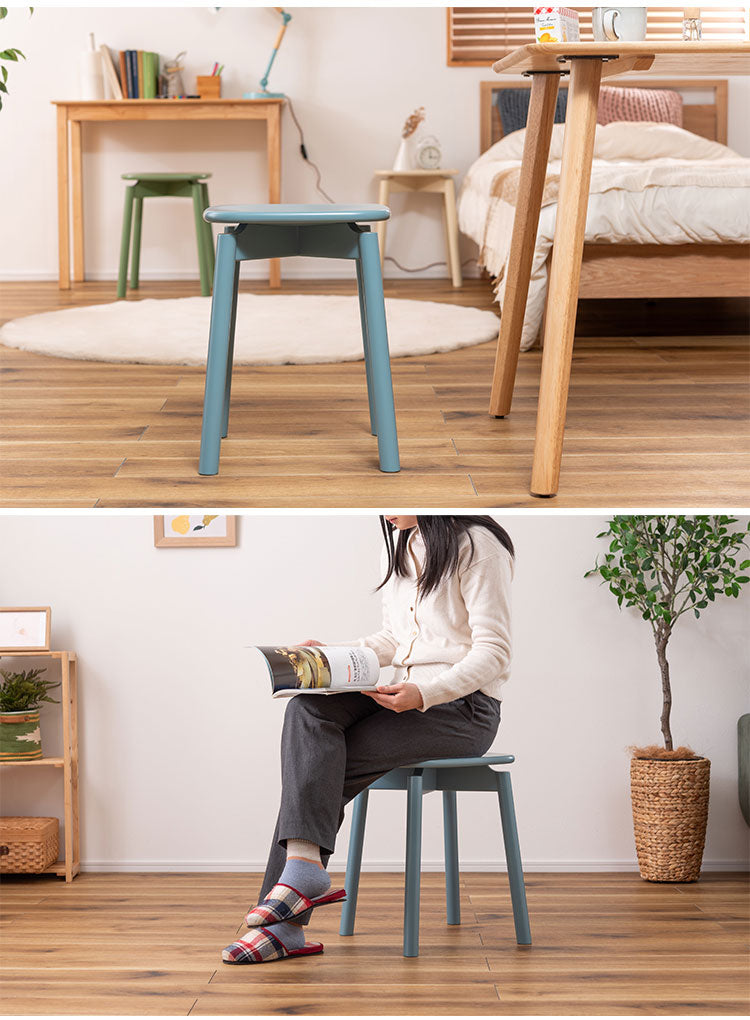 スツール 椅子 イス いす 木製 天然木 コンパクト ブルー 青 コンパクト サイドテーブル ディスプレイ 玄関 デスク シンプル ダイニング かわいい ラッカー塗装 軽量 おしゃれ(代引不可)