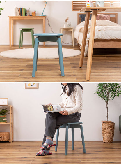 スツール 椅子 イス いす 木製 天然木 コンパクト ブルー 青 コンパクト サイドテーブル ディスプレイ 玄関 デスク シンプル ダイニング かわいい ラッカー塗装 軽量 おしゃれ(代引不可)