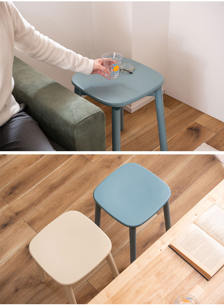 スツール 椅子 イス いす 木製 天然木 コンパクト ブルー 青 コンパクト サイドテーブル ディスプレイ 玄関 デスク シンプル ダイニング かわいい ラッカー塗装 軽量 おしゃれ(代引不可)