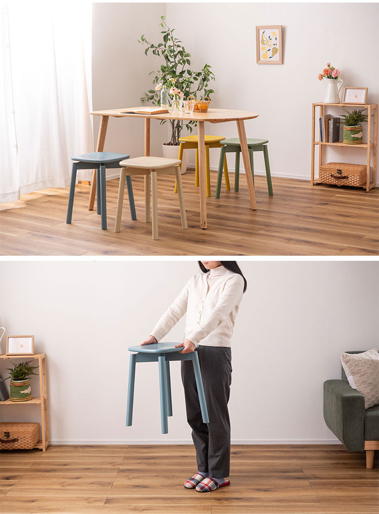 スツール 椅子 イス いす 木製 天然木 コンパクト ブルー 青 コンパクト サイドテーブル ディスプレイ 玄関 デスク シンプル ダイニング かわいい ラッカー塗装 軽量 おしゃれ(代引不可)