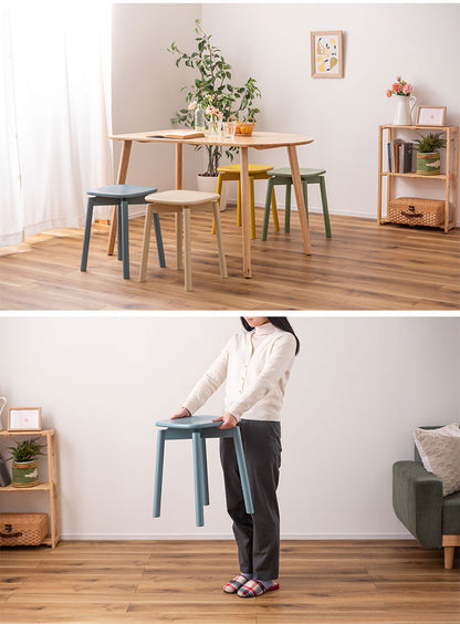 スツール 椅子 イス いす 木製 天然木 コンパクト ブルー 青 コンパクト サイドテーブル ディスプレイ 玄関 デスク シンプル ダイニング かわいい ラッカー塗装 軽量 おしゃれ(代引不可)