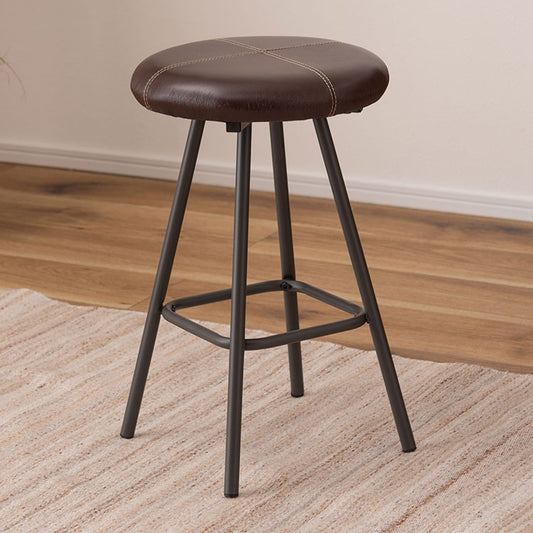 スツール レザー チェア 脚部スチール 円形 おしゃれ リビング ダイニング 丸形 リモートワーク 在宅ワーク 椅子 いす イス チェア チェアー かわいい シンプル 玄関 ディスプレイ 家具(代引不可)