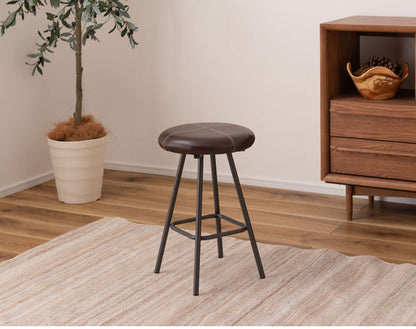 スツール レザー チェア 脚部スチール 円形 おしゃれ リビング ダイニング 丸形 リモートワーク 在宅ワーク 椅子 いす イス チェア チェアー かわいい シンプル 玄関 ディスプレイ 家具(代引不可)