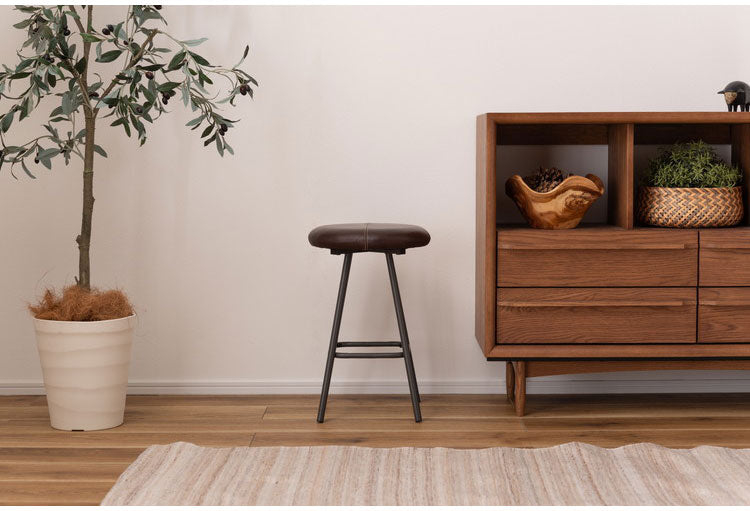 スツール レザー チェア 脚部スチール 円形 おしゃれ リビング ダイニング 丸形 リモートワーク 在宅ワーク 椅子 いす イス チェア チェアー かわいい シンプル 玄関 ディスプレイ 家具(代引不可)