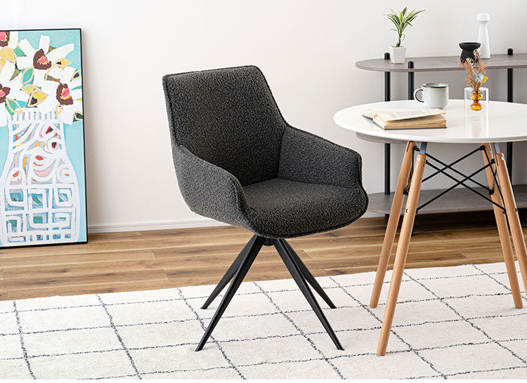 回転アームチェア PC-182 東谷 チェア 回転 ダイニングチェア パーソナルチェア デスクチェア イス 椅子 チェアー 背もたれ 肘付き 肘掛け アームレスト 座面高49cm 布地 ファブリック(代引不可)