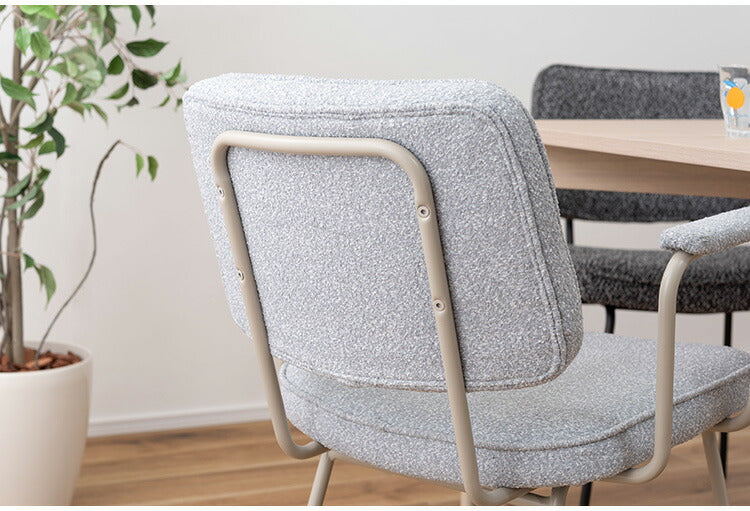 アームチェア PC-183 東谷 ダイニングチェア アームチェア 肘掛けあり 肘つき 肘あり アームレスト スチール ブークレ ブークレ生地 おしゃれ シンプル モダン スタイリッシュ インダストリアル(代引不可)