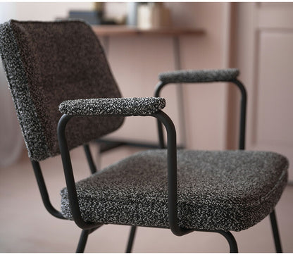 アームチェア PC-183 東谷 ダイニングチェア アームチェア 肘掛けあり 肘つき 肘あり アームレスト スチール ブークレ ブークレ生地 おしゃれ シンプル モダン スタイリッシュ インダストリアル(代引不可)