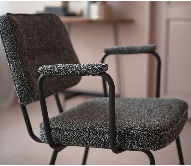 アームチェア PC-183 東谷 ダイニングチェア アームチェア 肘掛けあり 肘つき 肘あり アームレスト スチール ブークレ ブークレ生地 おしゃれ シンプル モダン スタイリッシュ インダストリアル(代引不可)