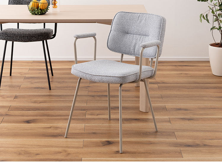 アームチェア PC-183 東谷 ダイニングチェア アームチェア 肘掛けあり 肘つき 肘あり アームレスト スチール ブークレ ブークレ生地 おしゃれ シンプル モダン スタイリッシュ インダストリアル(代引不可)