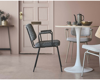 アームチェア PC-183 東谷 ダイニングチェア アームチェア 肘掛けあり 肘つき 肘あり アームレスト スチール ブークレ ブークレ生地 おしゃれ シンプル モダン スタイリッシュ インダストリアル(代引不可)