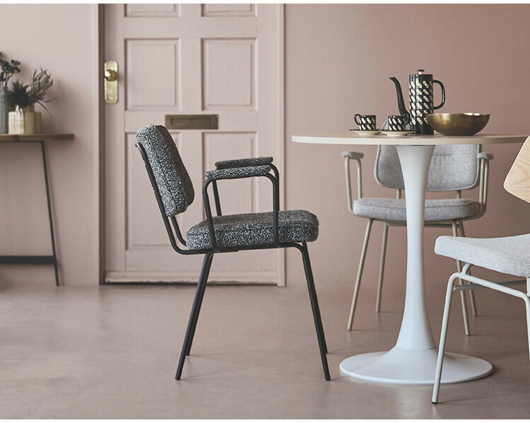 アームチェア PC-183 東谷 ダイニングチェア アームチェア 肘掛けあり 肘つき 肘あり アームレスト スチール ブークレ ブークレ生地 おしゃれ シンプル モダン スタイリッシュ インダストリアル(代引不可)