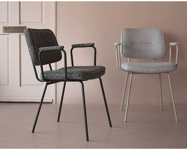 アームチェア PC-183 東谷 ダイニングチェア アームチェア 肘掛けあり 肘つき 肘あり アームレスト スチール ブークレ ブークレ生地 おしゃれ シンプル モダン スタイリッシュ インダストリアル(代引不可)