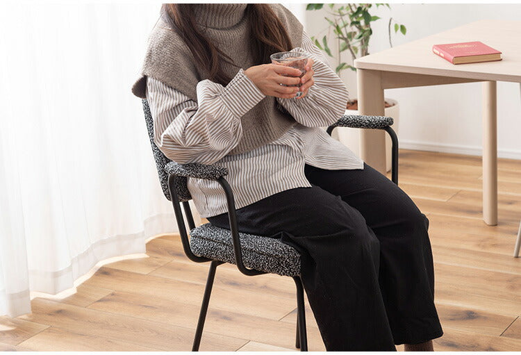 アームチェア PC-183 東谷 ダイニングチェア アームチェア 肘掛けあり 肘つき 肘あり アームレスト スチール ブークレ ブークレ生地 おしゃれ シンプル モダン スタイリッシュ インダストリアル(代引不可)