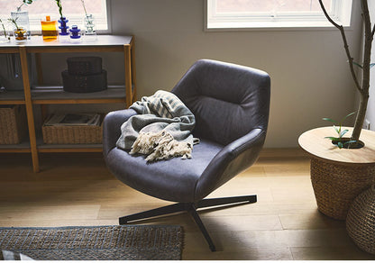 ラウンジチェア PC-185 東谷 ラウンジチェア パーソナルチェア 回転式 混色生地 ダークグレー イス 椅子 クッション性 おしゃれ シンプル モダン 回転チェア ワークチェア 在宅勤務 テレワーク(代引不可)