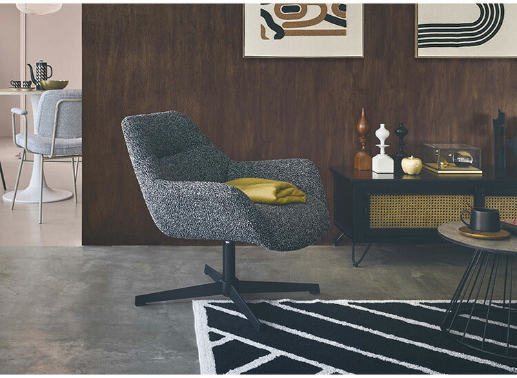 ラウンジチェア PC-185 東谷 ラウンジチェア パーソナルチェア 回転式 混色生地 ダークグレー イス 椅子 クッション性 おしゃれ シンプル モダン 回転チェア ワークチェア 在宅勤務 テレワーク(代引不可)