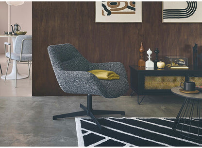 ラウンジチェア PC-185 東谷 ラウンジチェア パーソナルチェア 回転式 混色生地 ダークグレー イス 椅子 クッション性 おしゃれ シンプル モダン 回転チェア ワークチェア 在宅勤務 テレワーク(代引不可)