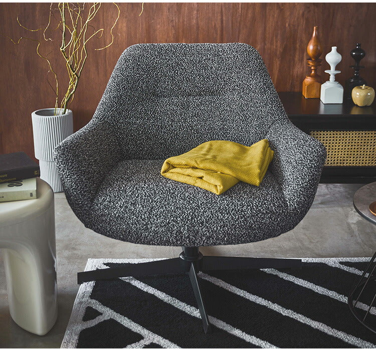 ラウンジチェア PC-185 東谷 ラウンジチェア パーソナルチェア 回転式 混色生地 ダークグレー イス 椅子 クッション性 おしゃれ シンプル モダン 回転チェア ワークチェア 在宅勤務 テレワーク(代引不可)