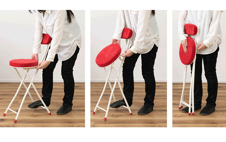 チェア ハイチェア ハイスツール フォールディングチェア 背もたれ 折りたたみ椅子 おしゃれ シンプル かわいい ナチュラル 北欧 隙間収納 スリム(代引不可)