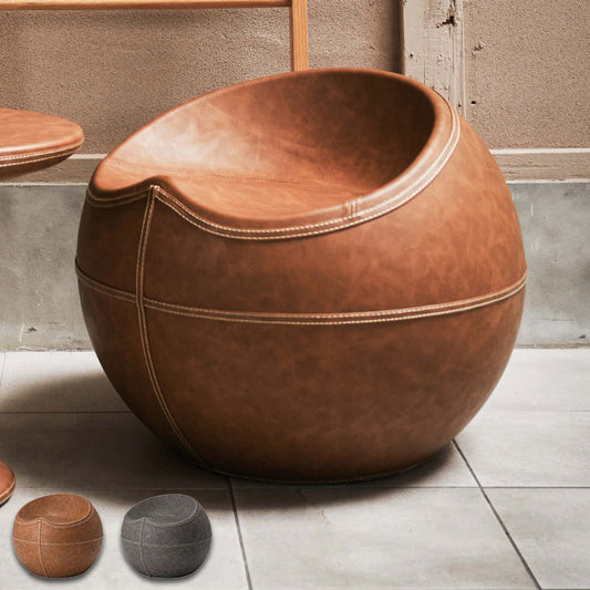 スツール PC-365 東谷 スツール おしゃれ ソフトレザー 椅子 いす イス チェア 腰掛け 丸 ラウンド ステッチ 合皮 ブラウン 茶色 グレー モダン ビンテージ ヴィンテージ デザイン 個性的(代引不可)