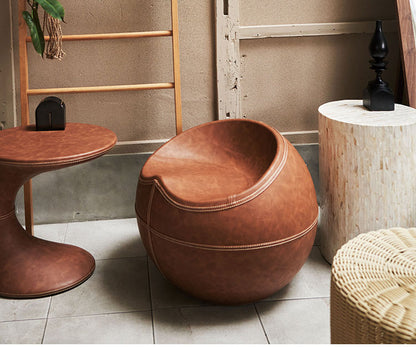 スツール PC-365 東谷 スツール おしゃれ ソフトレザー 椅子 いす イス チェア 腰掛け 丸 ラウンド ステッチ 合皮 ブラウン 茶色 グレー モダン ビンテージ ヴィンテージ デザイン 個性的(代引不可)