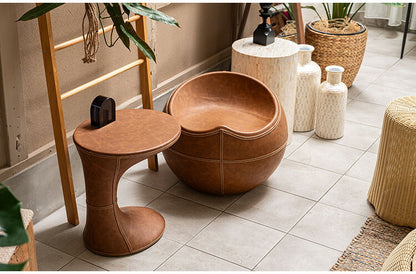 スツール PC-365 東谷 スツール おしゃれ ソフトレザー 椅子 いす イス チェア 腰掛け 丸 ラウンド ステッチ 合皮 ブラウン 茶色 グレー モダン ビンテージ ヴィンテージ デザイン 個性的(代引不可)