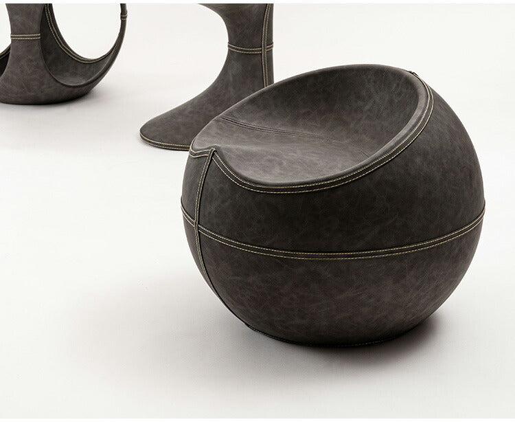 スツール PC-365 東谷 スツール おしゃれ ソフトレザー 椅子 いす イス チェア 腰掛け 丸 ラウンド ステッチ 合皮 ブラウン 茶色 グレー モダン ビンテージ ヴィンテージ デザイン 個性的(代引不可)