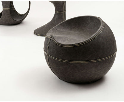 スツール PC-365 東谷 スツール おしゃれ ソフトレザー 椅子 いす イス チェア 腰掛け 丸 ラウンド ステッチ 合皮 ブラウン 茶色 グレー モダン ビンテージ ヴィンテージ デザイン 個性的(代引不可)