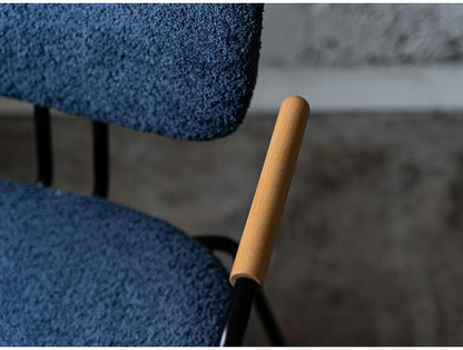 アームチェア PC-366 東谷 アームチェア ダイニングチェア 椅子 イス いす チェア シンプル インダストリアル モダン おしゃれ 木製 天然木 アイアン ブークレ生地 ネイビー ベージュ ダイニング(代引不可)