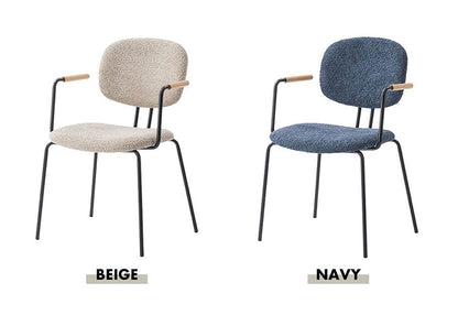 アームチェア PC-366 東谷 アームチェア ダイニングチェア 椅子 イス いす チェア シンプル インダストリアル モダン おしゃれ 木製 天然木 アイアン ブークレ生地 ネイビー ベージュ ダイニング(代引不可)