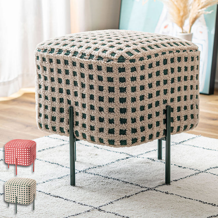 スツール PC-508 東谷 スツール 椅子 イス チェア オットマン おしゃれ かわいい アイアン ボア チェック柄 北欧 個性的 カフェ リビング アイアン 小さい コンパクト 小さい 子供 腰掛け グリーン 緑(代引不可)