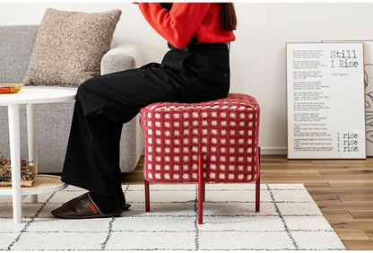 スツール PC-508 東谷 スツール 椅子 イス チェア オットマン おしゃれ かわいい アイアン ボア チェック柄 北欧 個性的 カフェ リビング アイアン 小さい コンパクト 小さい 子供 腰掛け グリーン 緑(代引不可)