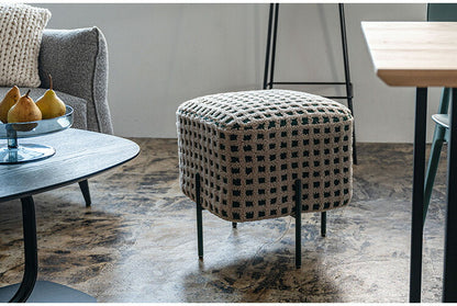 スツール PC-508 東谷 スツール 椅子 イス チェア オットマン おしゃれ かわいい アイアン ボア チェック柄 北欧 個性的 カフェ リビング アイアン 小さい コンパクト 小さい 子供 腰掛け グリーン 緑(代引不可)