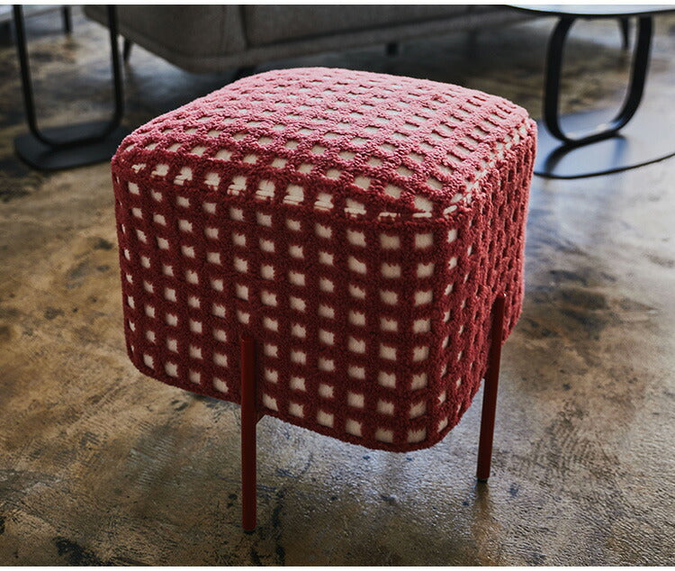 スツール PC-508 東谷 スツール 椅子 イス チェア オットマン おしゃれ かわいい アイアン ボア チェック柄 北欧 個性的 カフェ リビング アイアン 小さい コンパクト 小さい 子供 腰掛け グリーン 緑(代引不可)