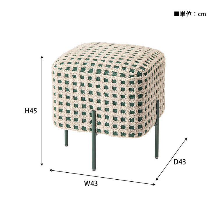 スツール PC-508 東谷 スツール 椅子 イス チェア オットマン おしゃれ かわいい アイアン ボア チェック柄 北欧 個性的 カフェ リビング アイアン 小さい コンパクト 小さい 子供 腰掛け グリーン 緑(代引不可)