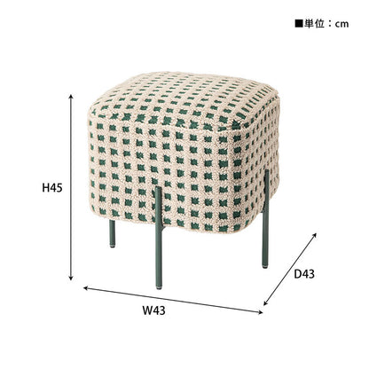 スツール PC-508 東谷 スツール 椅子 イス チェア オットマン おしゃれ かわいい アイアン ボア チェック柄 北欧 個性的 カフェ リビング アイアン 小さい コンパクト 小さい 子供 腰掛け グリーン 緑(代引不可)