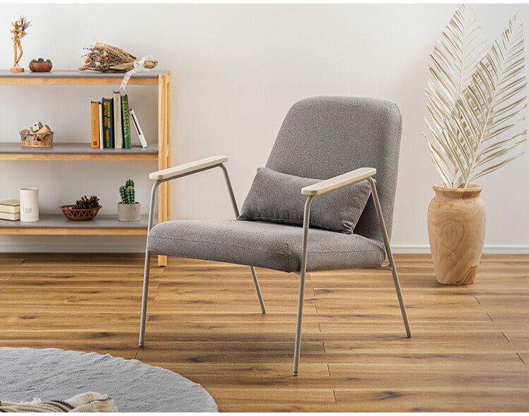 ラウンジチェア PC-626 東谷 ラウンジチェア チェア 椅子 パーソナルチェア アームチェア ひじ掛け付き クッション付き 背もたれ スチール脚 ナチュラル グレー アイボリー オフホワイト 天然木(代引不可)