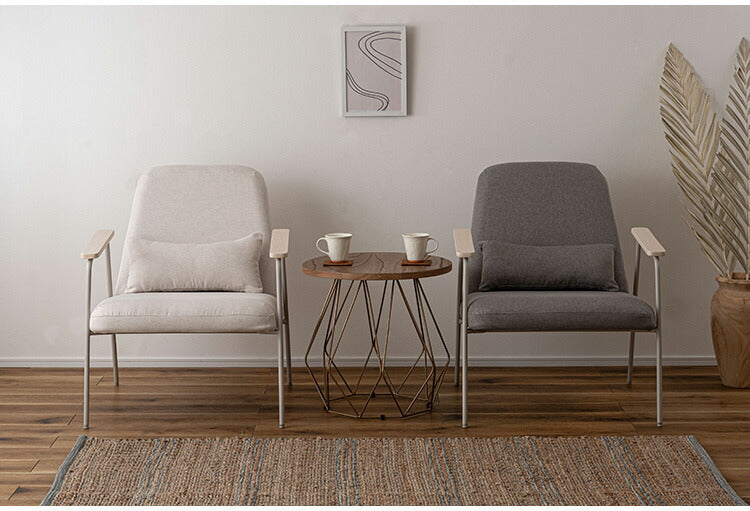 ラウンジチェア PC-626 東谷 ラウンジチェア チェア 椅子 パーソナルチェア アームチェア ひじ掛け付き クッション付き 背もたれ スチール脚 ナチュラル グレー アイボリー オフホワイト 天然木(代引不可)