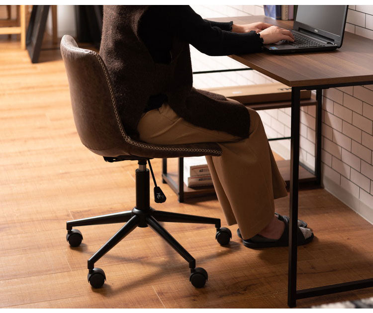 チェア 回転チェア デスクチェア オフィスチェア 座面回転 キャスター付き 移動可能 肘なし アームレス ソフトレザー スタイリッシュ シンプル おしゃれ ブラウン グレー キャメル 在宅ワーク(代引不可)