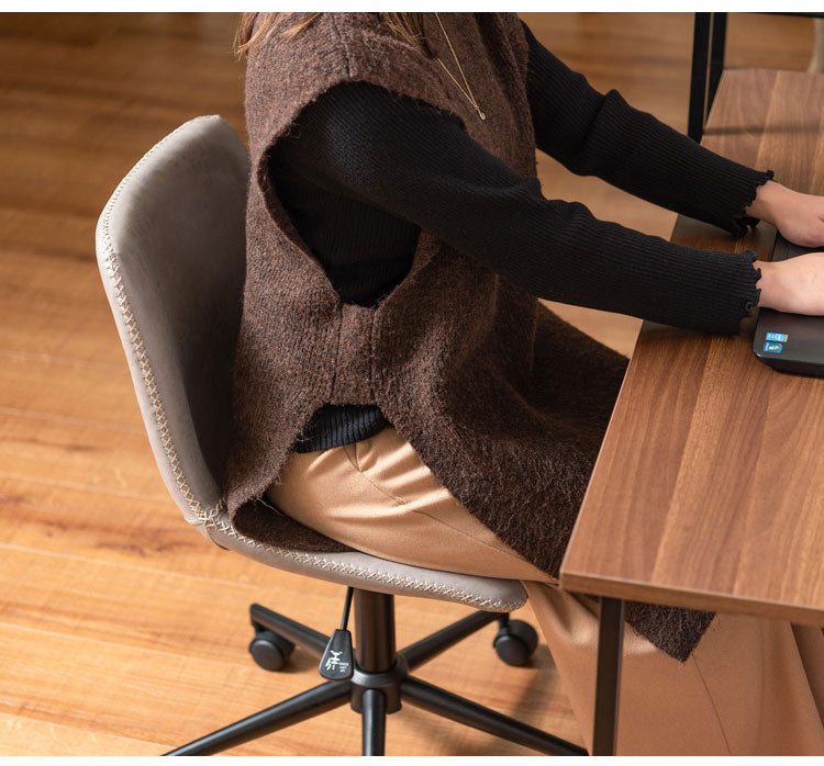 チェア 回転チェア デスクチェア オフィスチェア 座面回転 キャスター付き 移動可能 肘なし アームレス ソフトレザー スタイリッシュ シンプル おしゃれ ブラウン グレー キャメル 在宅ワーク(代引不可)