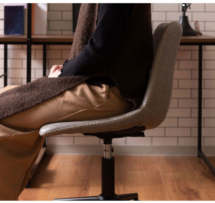 チェア 回転チェア デスクチェア オフィスチェア 座面回転 キャスター付き 移動可能 肘なし アームレス ソフトレザー スタイリッシュ シンプル おしゃれ ブラウン グレー キャメル 在宅ワーク(代引不可)