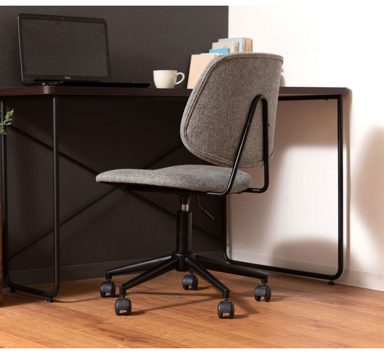 チェア 回転チェア デスクチェア オフィスチェア 座面回転 キャスター付き 移動可能 肘なし アームレス クロスレザー ファブリック スタイリッシュ シンプル おしゃれ グレー ブラック 在宅ワーク(代引不可)